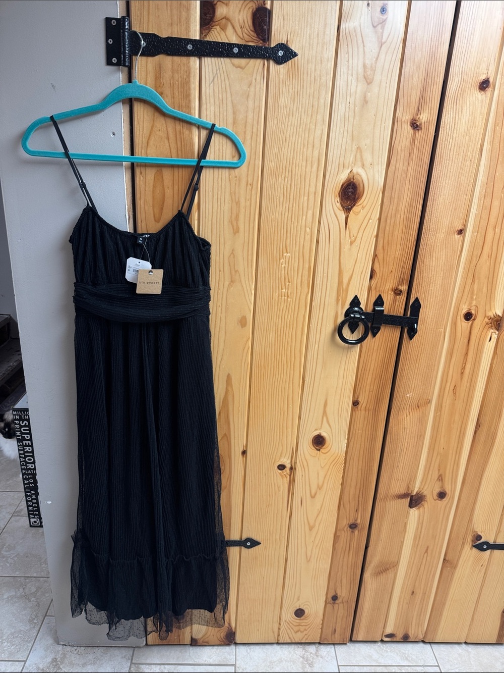 Blu Pepper Black Spaghetti Strap Midi Dress